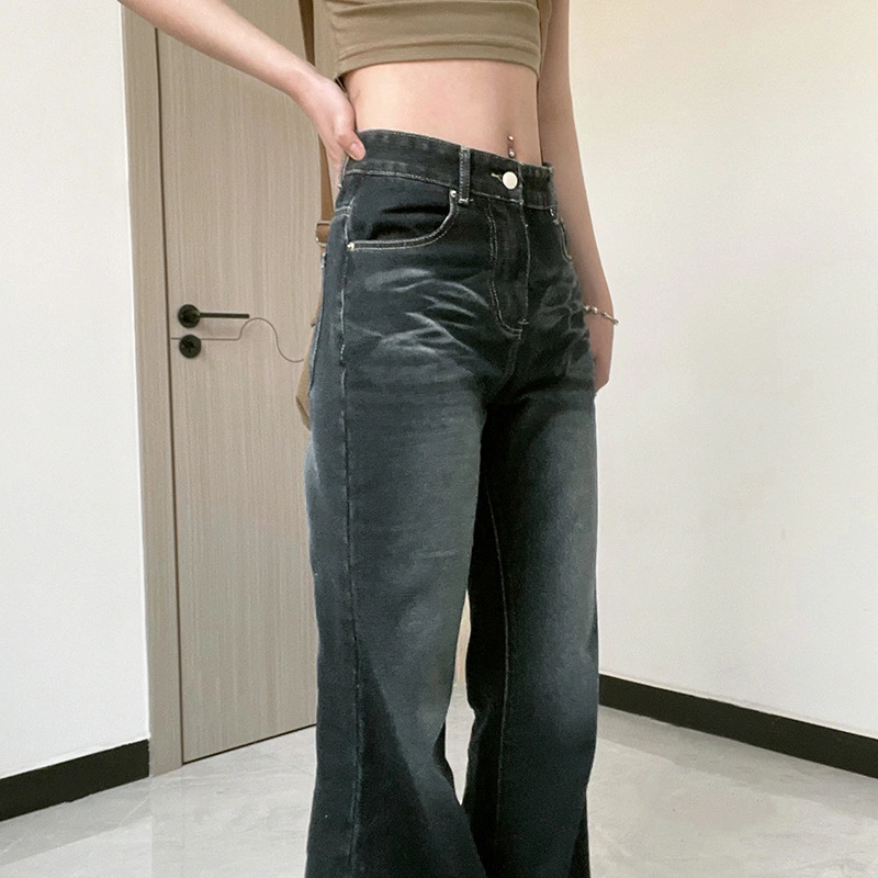 2023 Casual Bell-Bottoms Women&prime;s New Elastic Tight Mini Flared Mops Women&prime;s Jeans