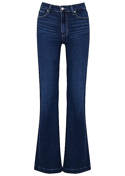 Fashion Densign Women Boot Cut Jenas Lady Bell Bottom Dark Blue Jeans Wholesales Women Jeans