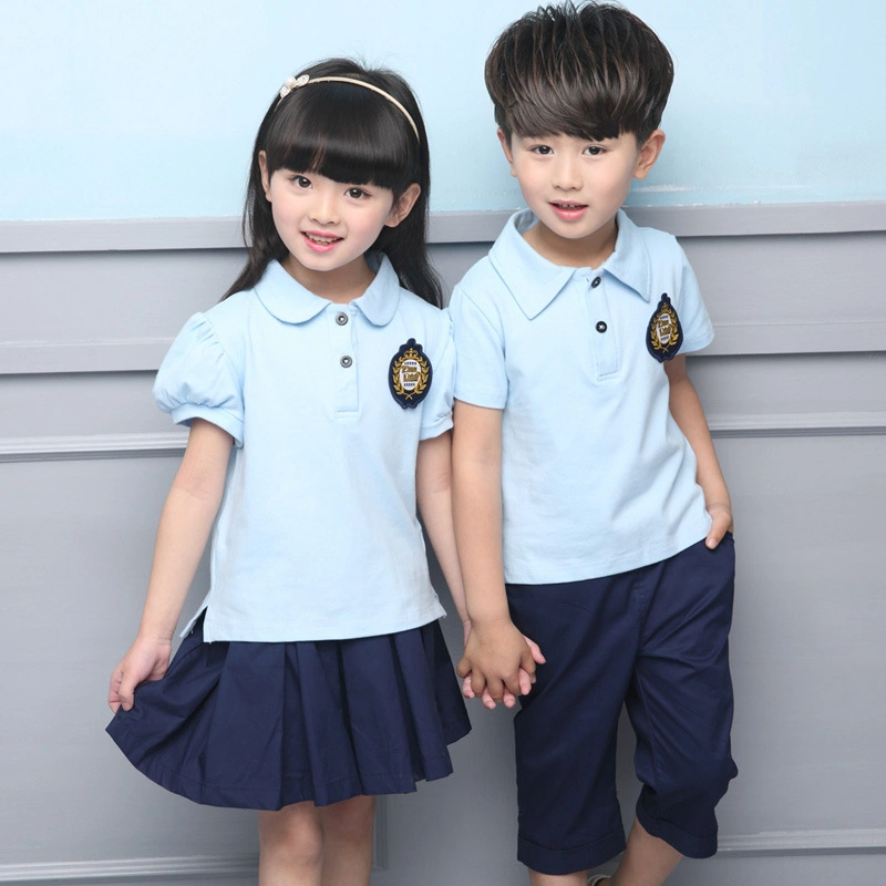 Custom Logo Short Sleeve Primary Polo Shirts and Shorts School Uniform