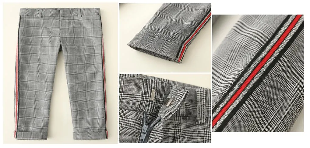 Children Clothes 2022 Boy Woven Plaid Pant with Functional Front Fly