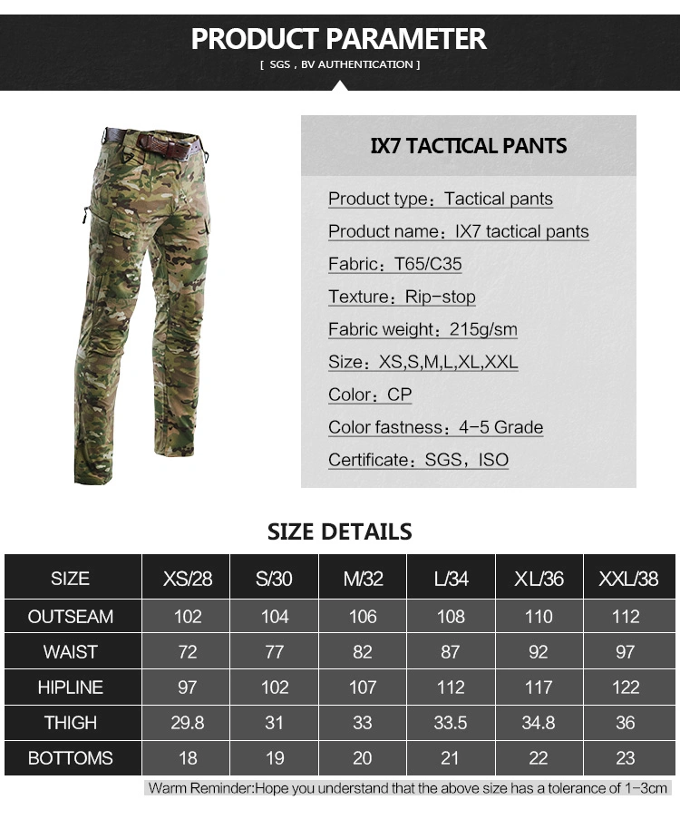 11-Colors Men Outdoor Sports Plaid IX7 Trousers Military Cargo Hunting Tactical Pants