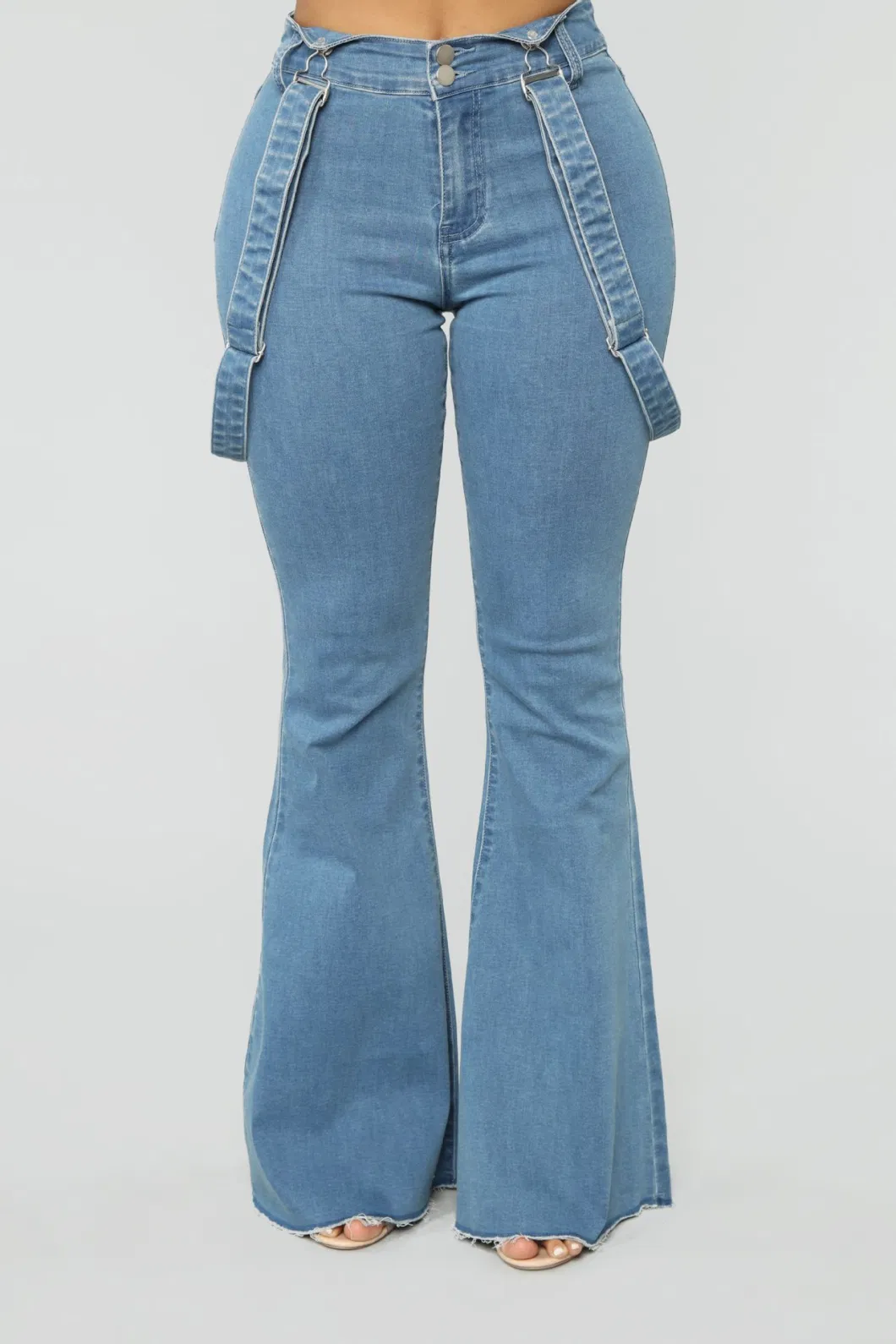 Ladies Stretch Flare Pants Wide Leg Pants Bell-Bottom Denim Jeans