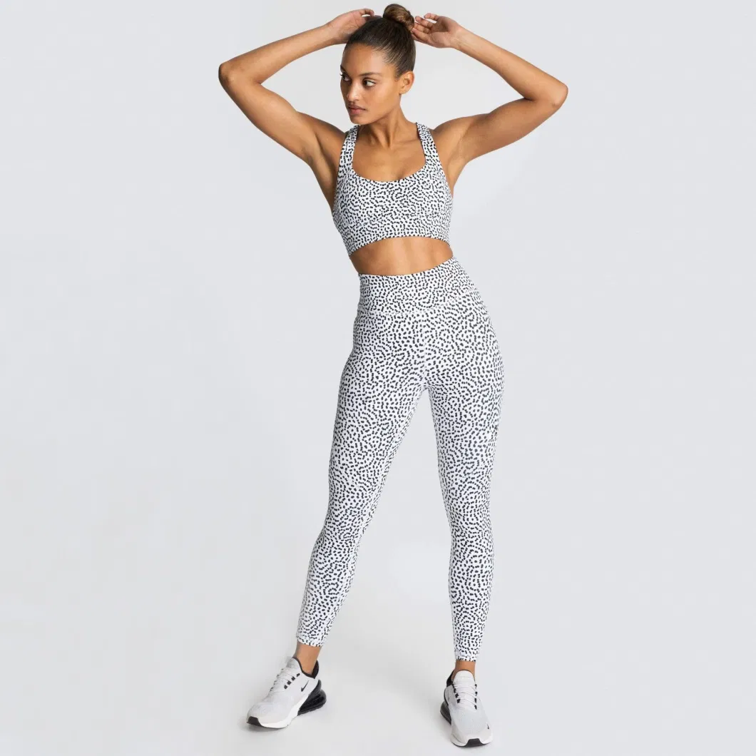 Women&prime;s Spot Printed Sports Yoga Sports Bra Fitness Suit