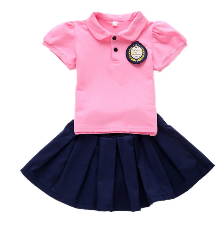 Custom Logo Short Sleeve Primary Polo Shirts and Shorts School Uniform