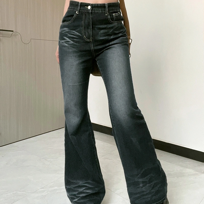 2023 Casual Bell-Bottoms Women&prime;s New Elastic Tight Mini Flared Mops Women&prime;s Jeans