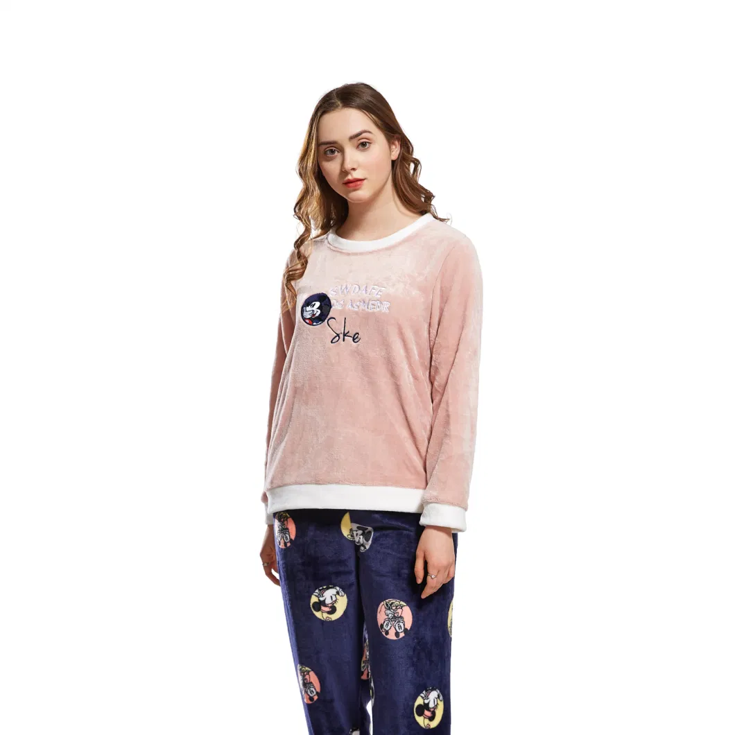 Spring New Leisure Housecoats Loose and Comfortable Pajamas Women&prime;s Home Clothes Set Long-Sleeved Trousers