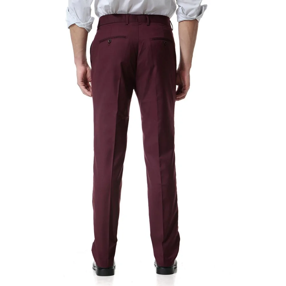 Men&prime; S Casual Pants Solid Colour Adjustable Waist Business Straight Leg Suit Pants
