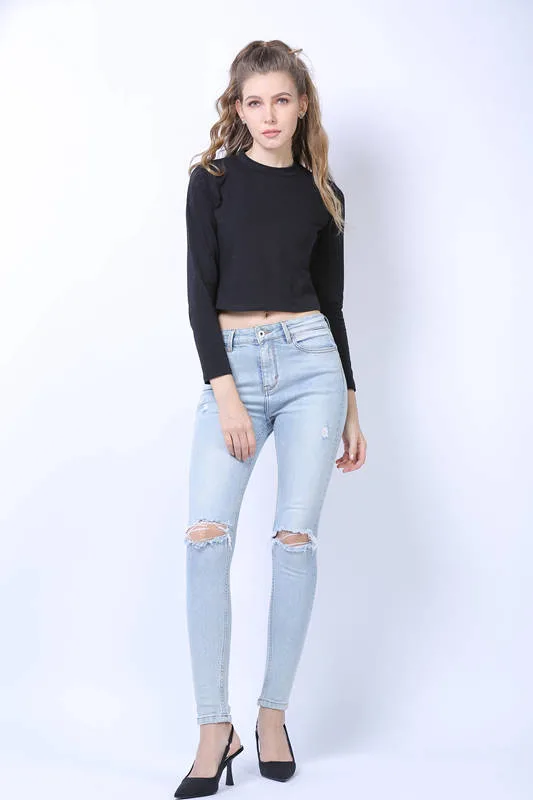 Women Pants High Waist Stretch Quality Lady Denim Jeans