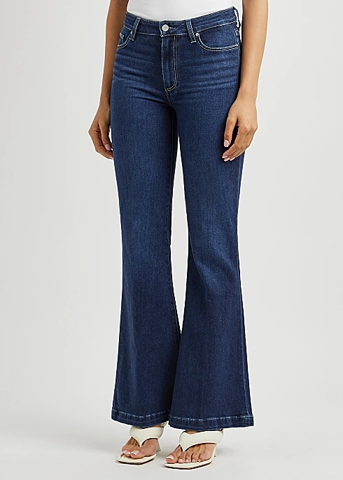 ODM Wholesales Fashion Densign Women Boot Cut Jenas Lady Bell Bottom Dark Blue Jeans