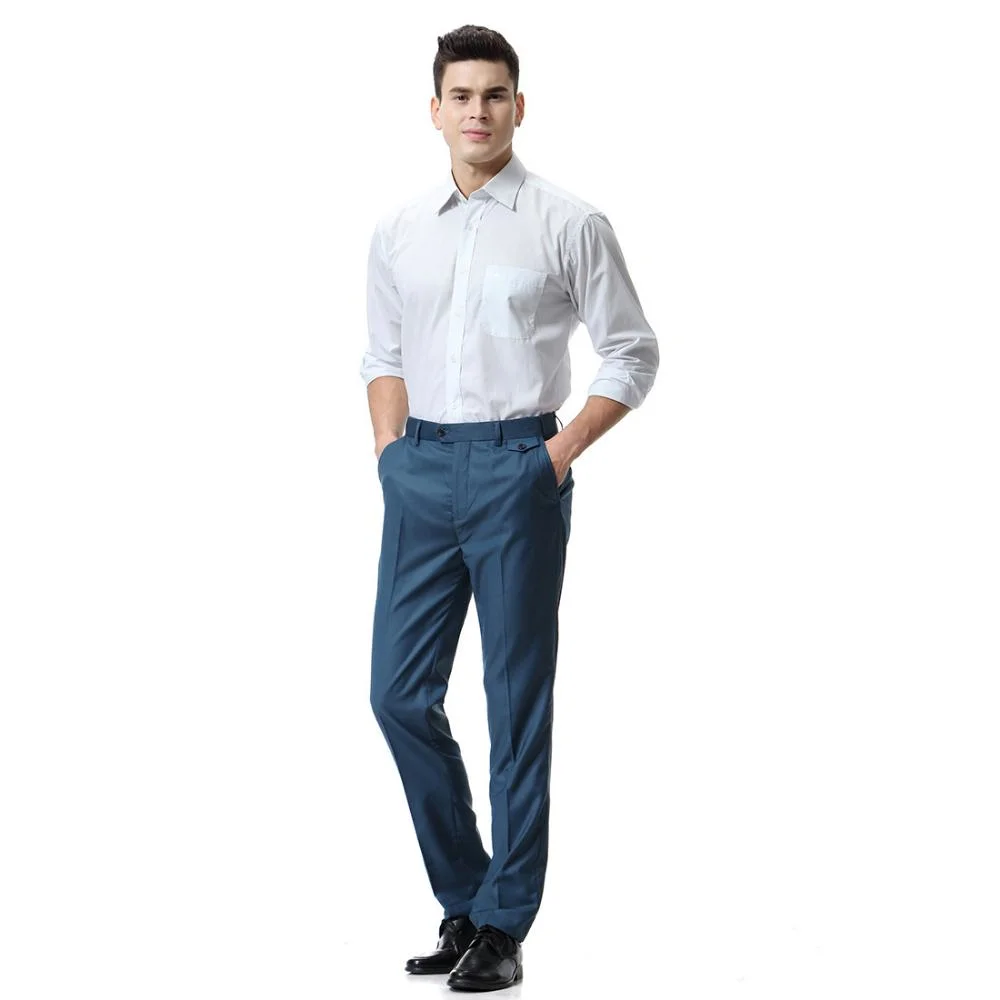 Men&prime; S Casual Pants Solid Colour Adjustable Waist Business Straight Leg Suit Pants
