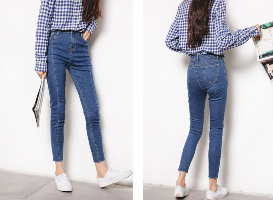 Fashion Cotton Elastane Denim Pants Women/Ladies Skinny Denim Jeans