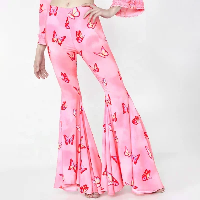 2023 Fashion Women Clothing Print Pants Fit Lady Flare Trousers