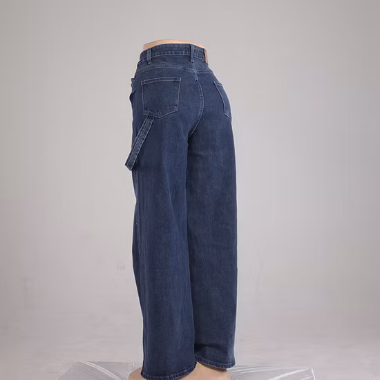 2022 New Blue Ripped Ladies Torn Hole Stretch High Waist Women Denim Women′s Jeans